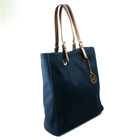 michael kors navy canvas purse|Michael Kors royal blue handbag.